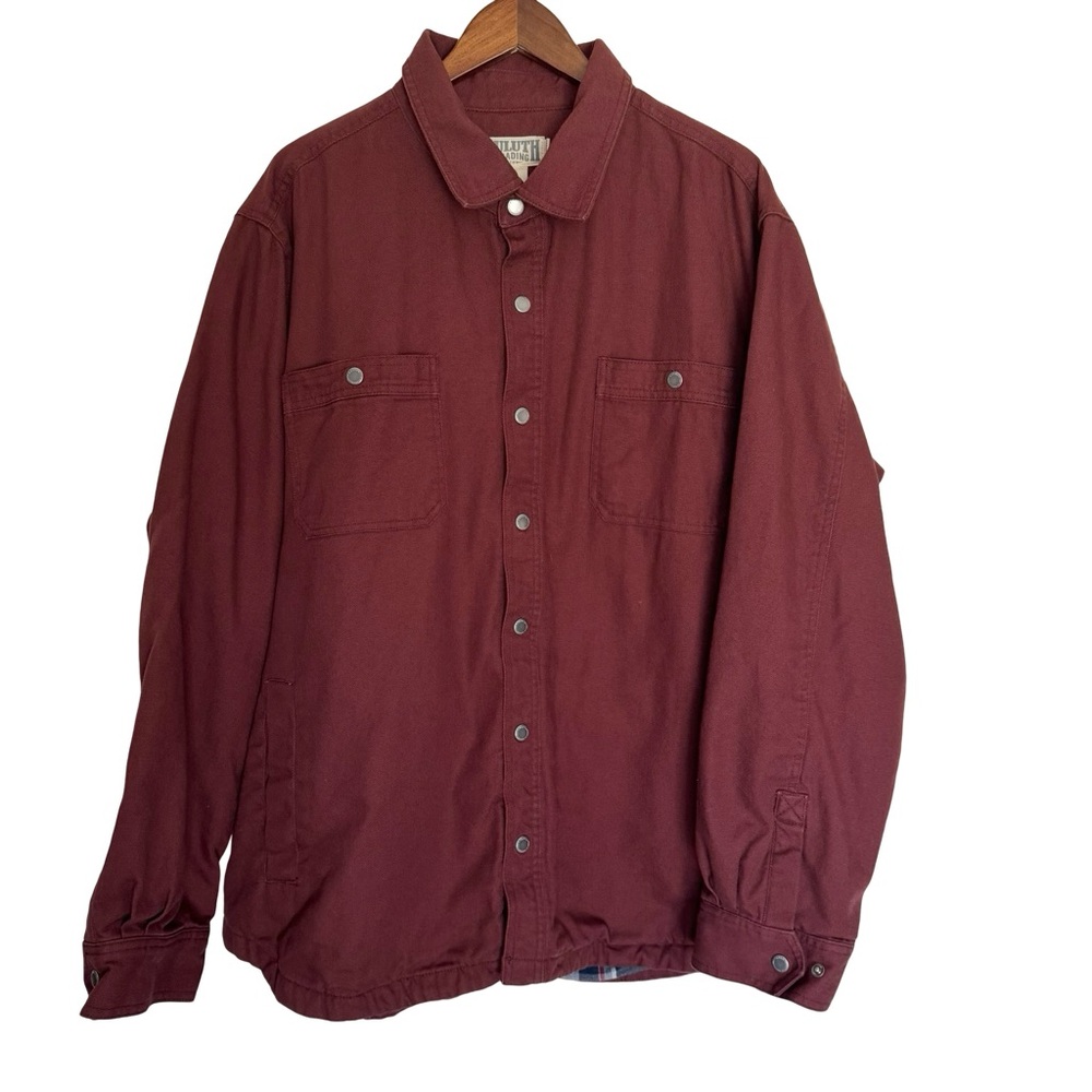 Duluth Trading Co Men’s Flannel-Lined Work Jacket 2XL Red Cotton Snap Front